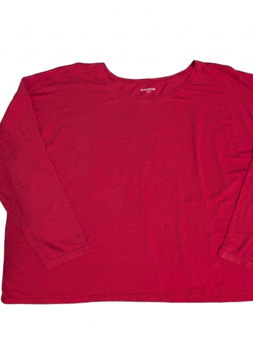 Eileen Fisher XL Red 100% Linen Long Sleeve Boxy Top Tee Minimalist Lagenlook